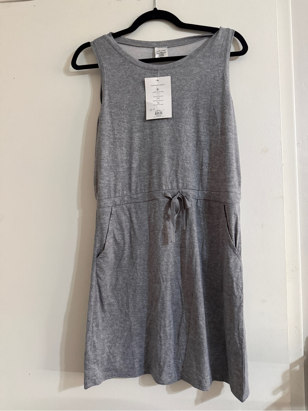 Gray Sleeveless Drawstring Casual Dress